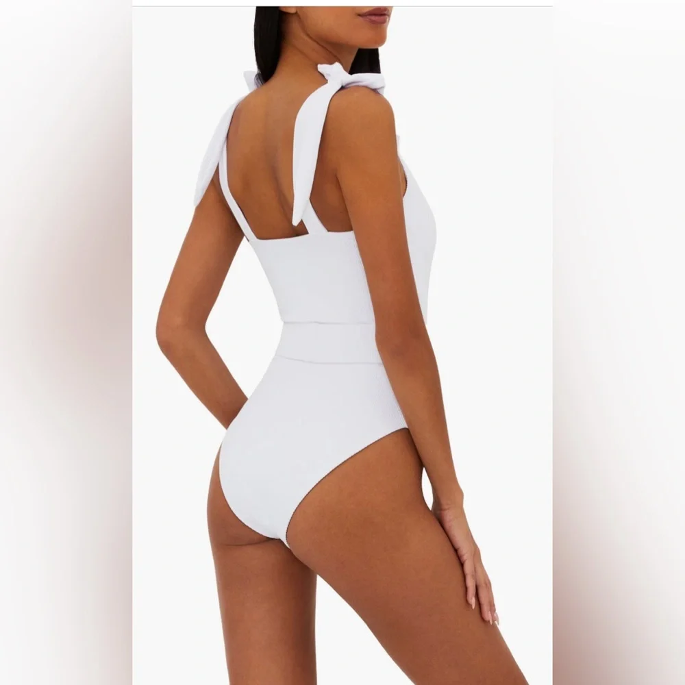 Beach Riot Sydney Belted One-Piece Swimsuit, White, Size Large, $168